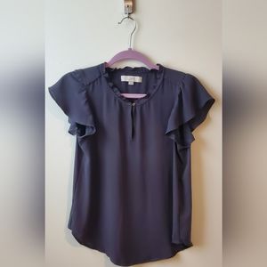 Loft Soft Grey Flutter Sleeve Top